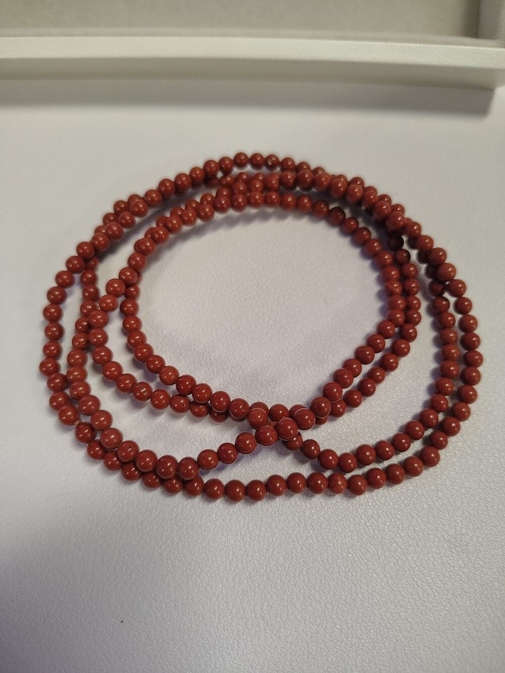 Vintage Lucite Beaded Necklace 70's Red Brown Orange Hippie Boho Single Strand